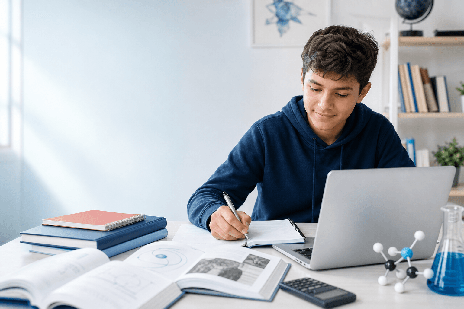 Student studying with online tutoring materials